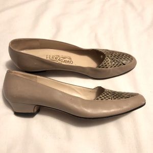 Salvatore Ferragamo snakeskin print detail pumps